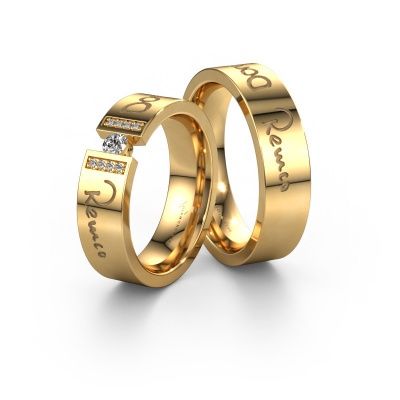 Wedding rings set WH2094LM16C ±6x2.2 mm 14 Carat gold diamond 0.10 crt