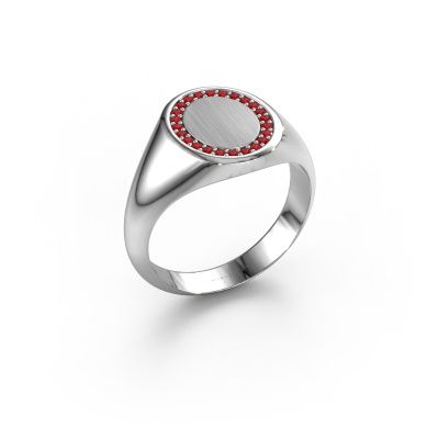 Men's ring Floris Oval 2 585 white gold ruby 1.2 mm
