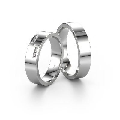 Wedding rings set WH1106LM15AP ±0.20x0.07 in 14 Carat white gold diamond 0.02 crt