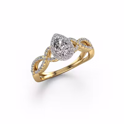 Engagement ring Dionne pear 585 gold diamond 0.77 crt