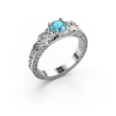 Engagement ring Gillian 585 white gold blue topaz 5 mm