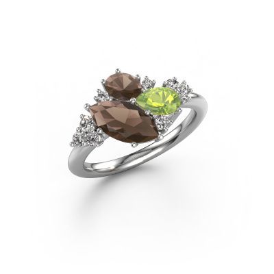 Bague Amanda 585 or blanc quartz fumé 10x5 mm