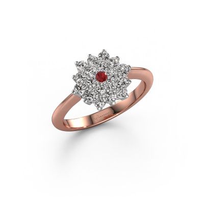 Bague de fiançailles Vickey 585 or rose rubis 2 mm
