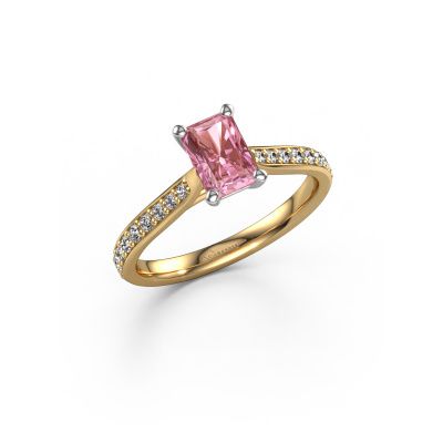 Engagement ring Mignon rad 2 585 gold pink lab grown diamond 6.5x4.5 mm