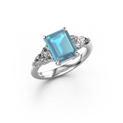 Promise ring Melani EME 950 platinum blue topaz 9x7 mm