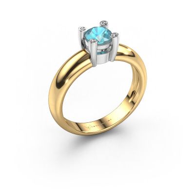 Ring Fleur 585 gold blue topaz 4.7 mm