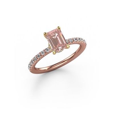 Engagement ring Crystal EME 4 585 rose gold pink lab grown diamond 7x5 mm