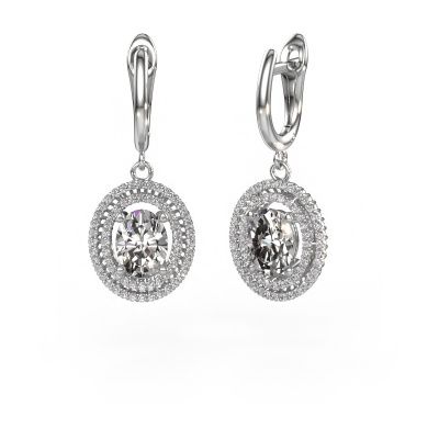 Drop earrings Karren 585 white gold zirconia 8x6 mm