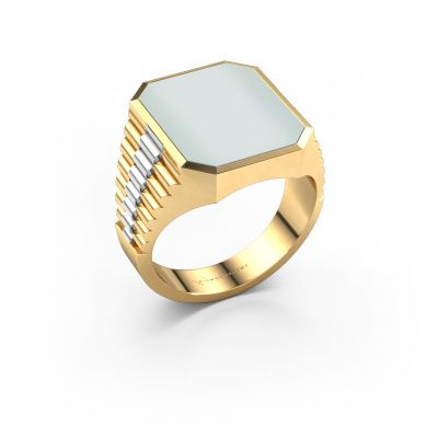 Signet ring Brent 4 585 gold green sardonyx 16x13 mm