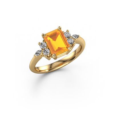 Bague Sade 585 or jaune citrine 8x6 mm