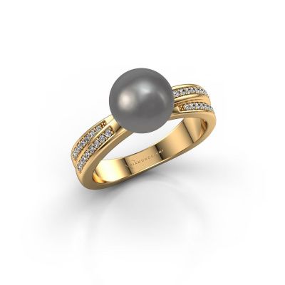 Ring Jolies 585 goud grijze parel 8 mm