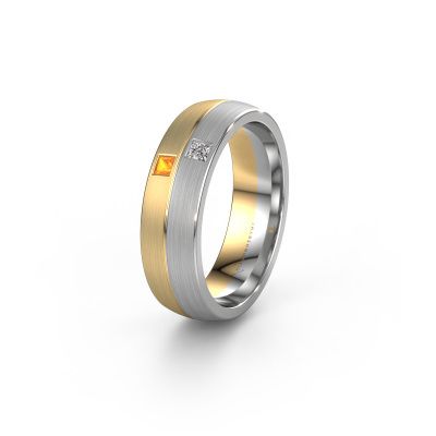 Wedding ring WH0250L26BM 585 gold citrin ±0.24x0.08 in