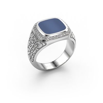 Men's ring Jesse 3 585 white gold blue sardonyx 10x10 mm