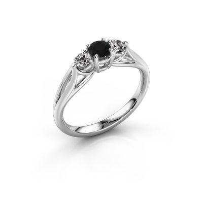 Bague de fiançailles Amie RND 585 or blanc diamant noir 0.56 crt