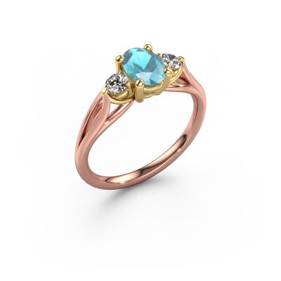 Verlobungsring Amie OVL 585 Roségold Blau Topas 7x5 mm