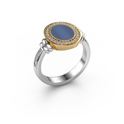 Signet ring Servie 1 585 white gold blue sardonyx 10x8 mm