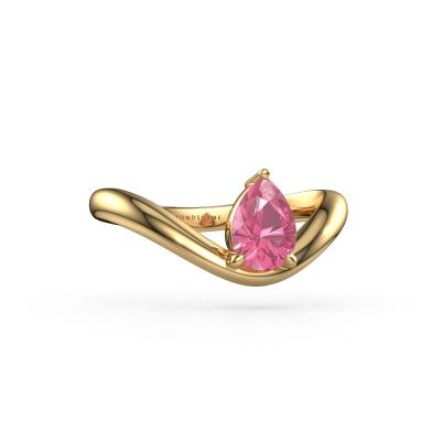 Bague de fiançailles Femke PER 585 or jaune saphir rose 7x5 mm