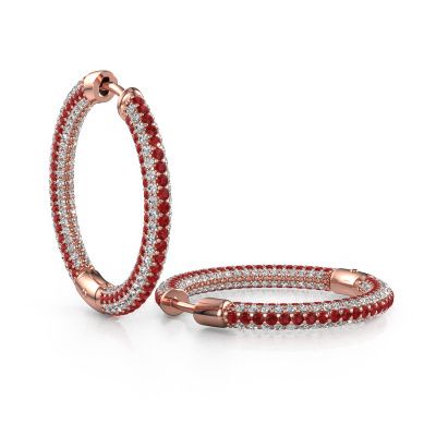 Hoop earrings Hope 20mm 585 rose gold ruby 1 mm