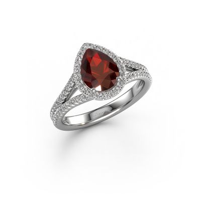 Engagement ring Verla pear 2 950 platinum garnet 8x6 mm