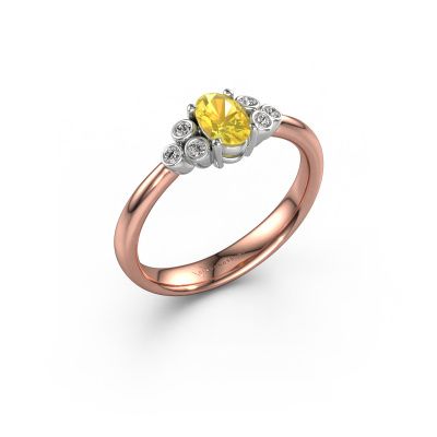 Engagement ring Lucy 1 585 rose gold yellow sapphire 6x4 mm