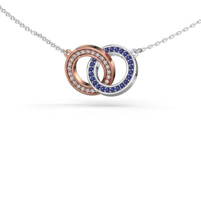 Necklace Circles 2 585 rose gold sapphire 1 mm