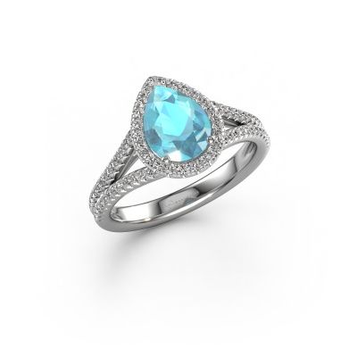 Verlobungsring Verla pear 2 950 Platin Blau Topas 8x6 mm