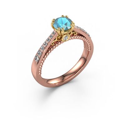 Engagement ring Rozella 585 rose gold blue topaz 5.5 mm