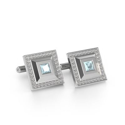 Cufflinks Joris 585 white gold aquamarine 4 mm