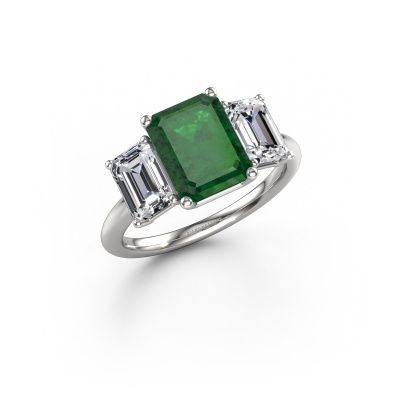 Engagement ring Sandra 585 white gold emerald 9x7 mm