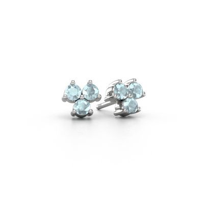 Clous d'oreilles Shirlee 950 platine aigue-marine 3 mm