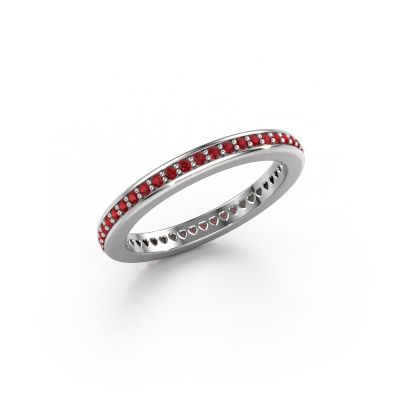 Stackable ring Elvire 2 585 white gold ruby 1.2 mm