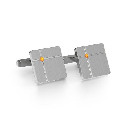 Cufflinks Hilco 585 white gold citrin 2 mm