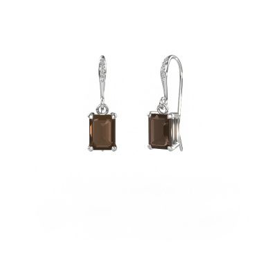 Pendants d'oreilles Laurie EME 2 950 platine quartz fumé 7x5 mm