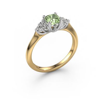 Engagement ring Felipa CUS 585 gold green lab grown diamond 5 mm