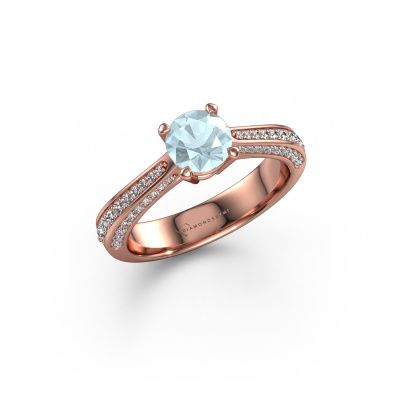 Engagement ring Ruby rnd 585 rose gold aquamarine 5.7 mm