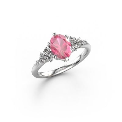 Bague de fiançailles Royce OVL 950 platine saphir rose 8x6 mm