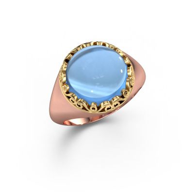Ring Birgit 585 Roségold Blau Topas 6 mm