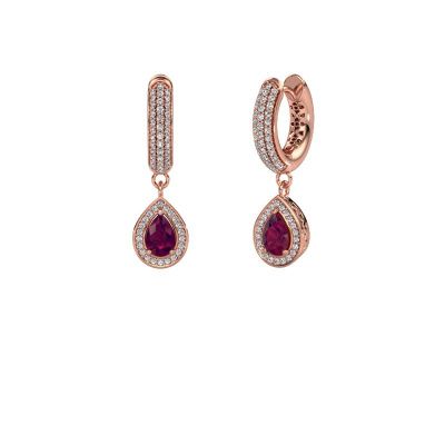 Drop earrings Barbar 2 585 rose gold rhodolite 6x4 mm