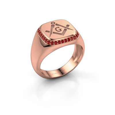 Heren ring Johan 585 rosé goud robijn 1.2 mm