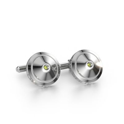 Cufflinks Demian 585 white gold peridot 2.2 mm