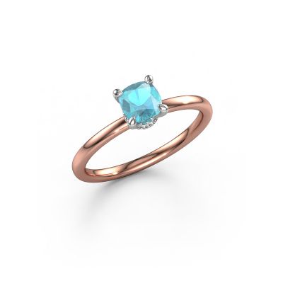 Bague de fiançailles Crystal CUS 3 585 or rose topaze bleue 5 mm