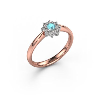 Bague de fiançailles Carolyn 1 585 or rose topaze bleue 3 mm