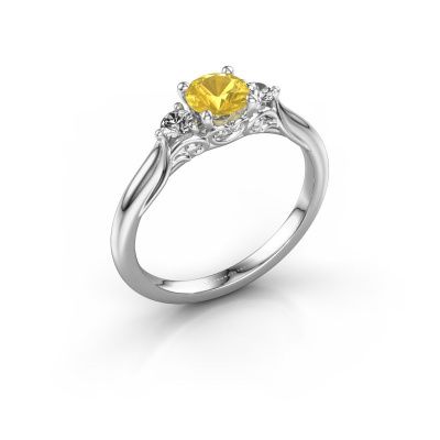 Engagement ring Laurian RND 925 silver yellow sapphire 5 mm