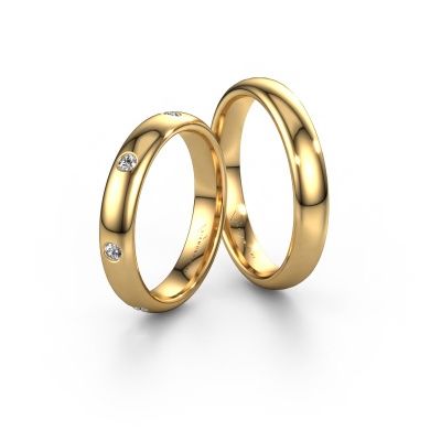 Wedding rings set WH0105LM34BP ±4x2 mm 14 Carat rose gold diamond 0.315 crt