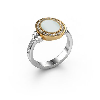 Signet ring Servie 1 585 white gold green sardonyx 10x8 mm