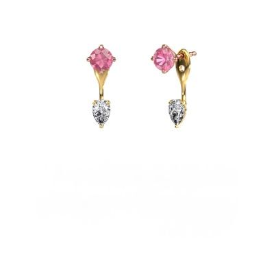 Drop earrings Kate RND-PER 585 rose gold pink sapphire 5 mm