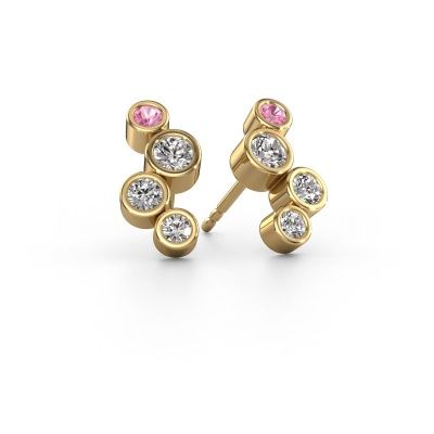 Stud earrings Marlys 2 585 gold pink sapphire 2.5 mm