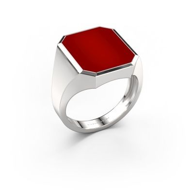 Signet ring Lars 5 light 585 white gold carnelian 16x13 mm