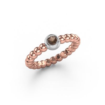 Stackable ring Dini 585 rose gold smokey quartz 3 mm