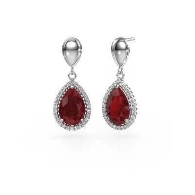 Drop earrings Tilly per 1 950 platinum ruby 12x8 mm